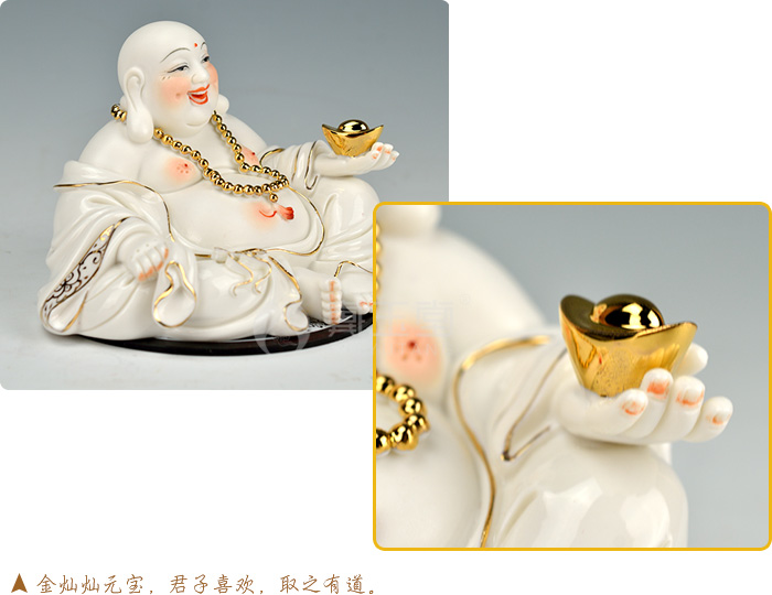 Dehua white porcelain ceramic production 5 fold 】 【 pot - bellied primer wing maitreya buddhist in jewelry/see colour