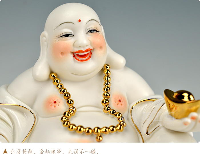 Dehua white porcelain ceramic production 5 fold 】 【 pot - bellied primer wing maitreya buddhist in jewelry/see colour