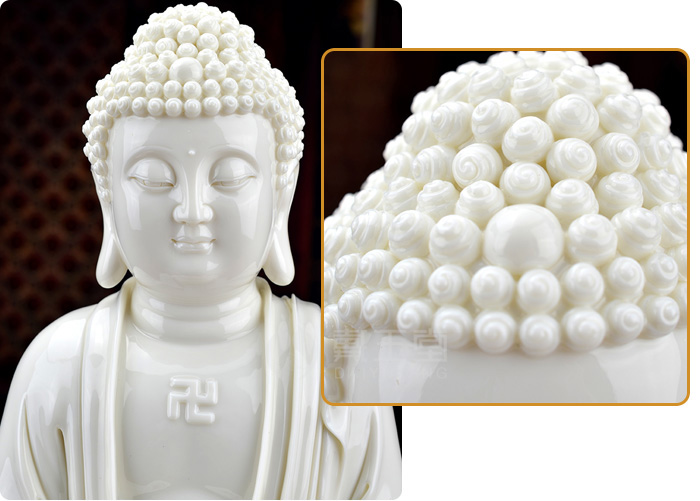 Yutang dai dehua white porcelain of Buddha enshrined furnishing articles/16 inches sitting Buddha Buddha D01-037 - c