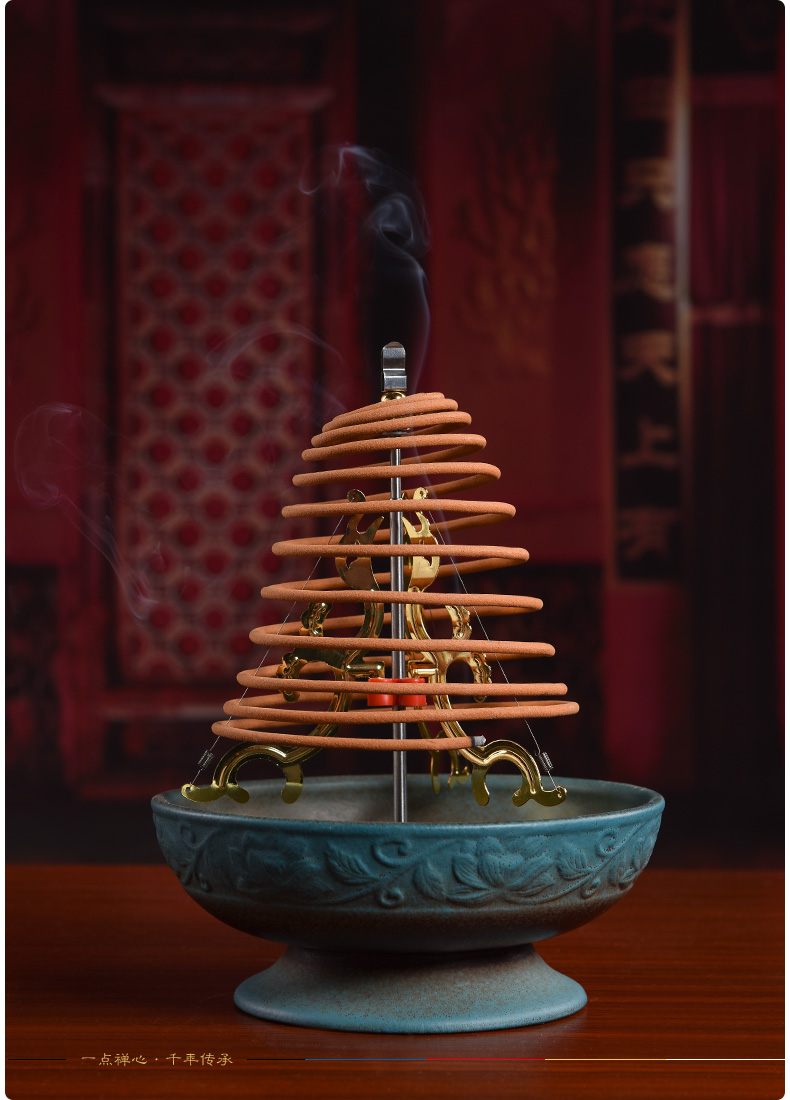 Yutang dai ceramic antique Chinese wind restoring ancient ways offering incense dish plate xiang xiang furnace for the Buddha temple Buddha with supplies