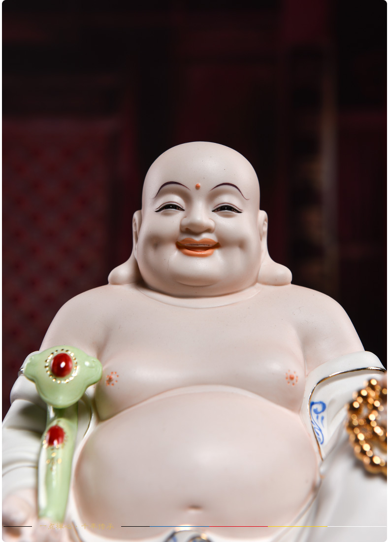 Yutang dai dehua ceramic pot - bellied laughing Buddha maitreya furnishing articles household decoration/blue and white lotus all the D16-56