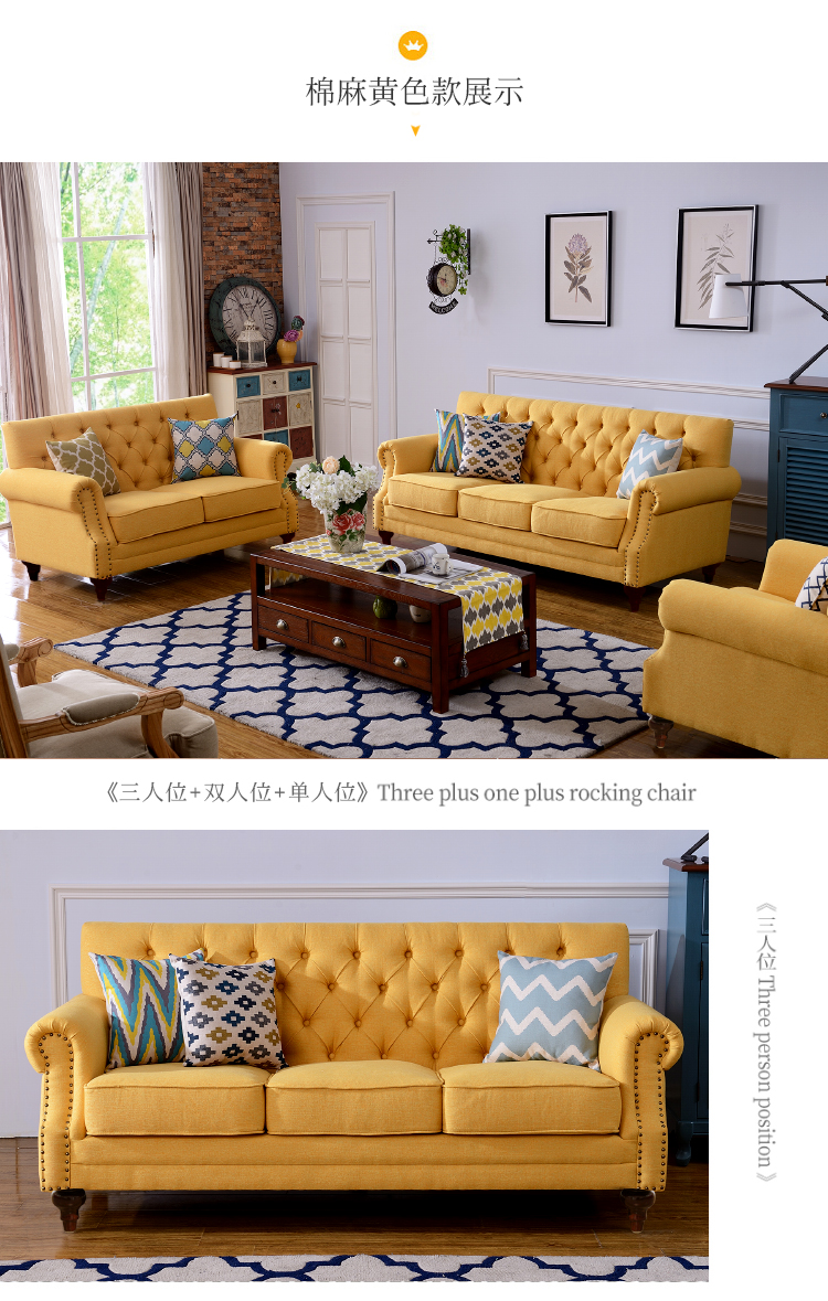 Đông xếp hạng căn hộ nhỏ phòng khách sofa vải nông thôn rửa mục vụ kiểu Địa Trung Hải của Mỹ đơn sofa ba chỗ ngồi - Ghế sô pha ghế sofa đơn