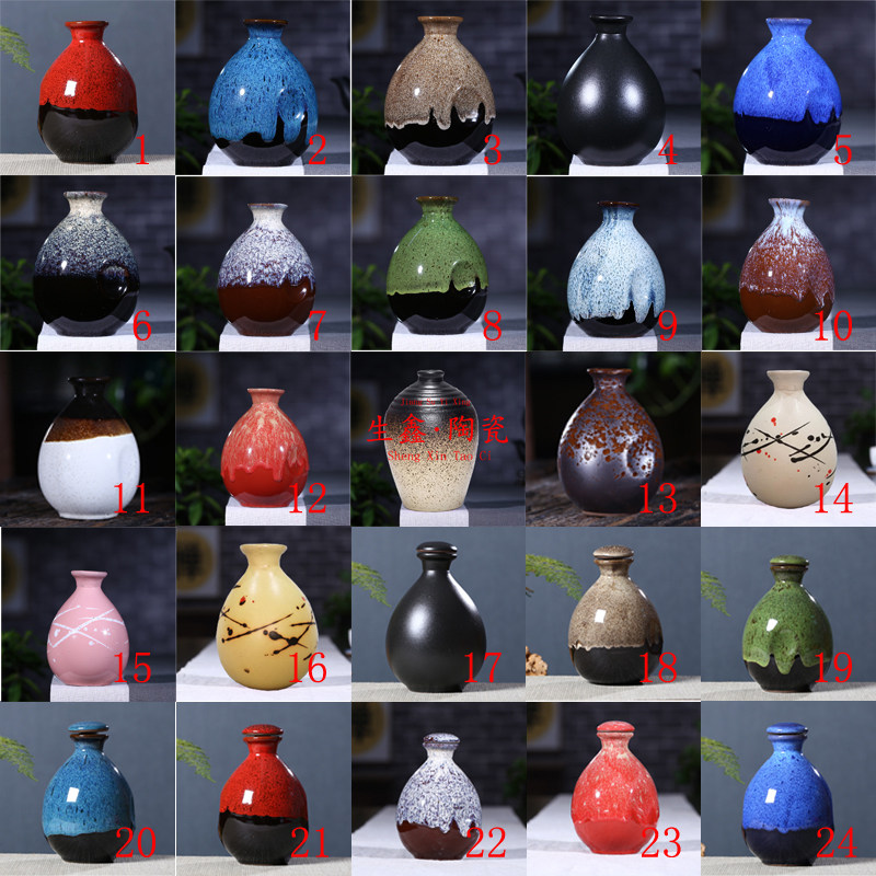 One catty hand grasping ceramic empty wine bottle 500ml clay pottery sealed colored glaze small wine jar 1 catty antique cellar wine jar