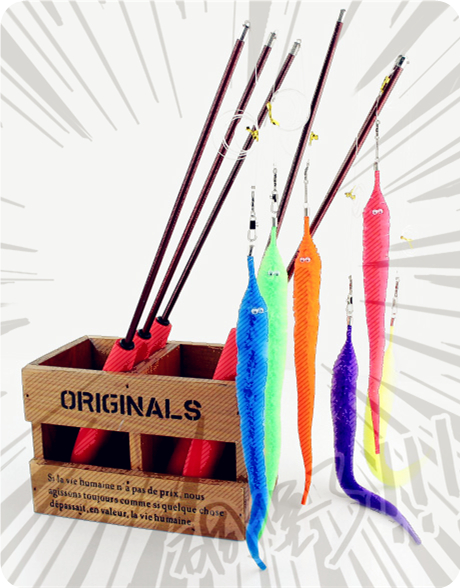 Foreign trade tail single telescopic fishing rod Caterpillar cat cat stick let cats fly around can't catch cats will break]