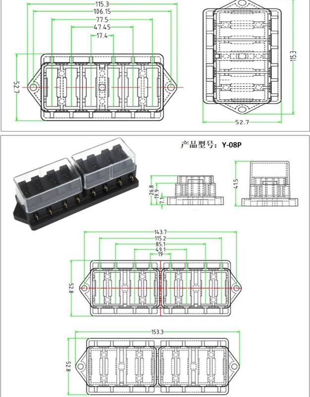 4 6 8 1012 bánh xe cầu chì giữ hộp cầu chì đa chiều xe kích thước trung bình thẳng giữ cầu chì lắp ráp các loại máy biến áp