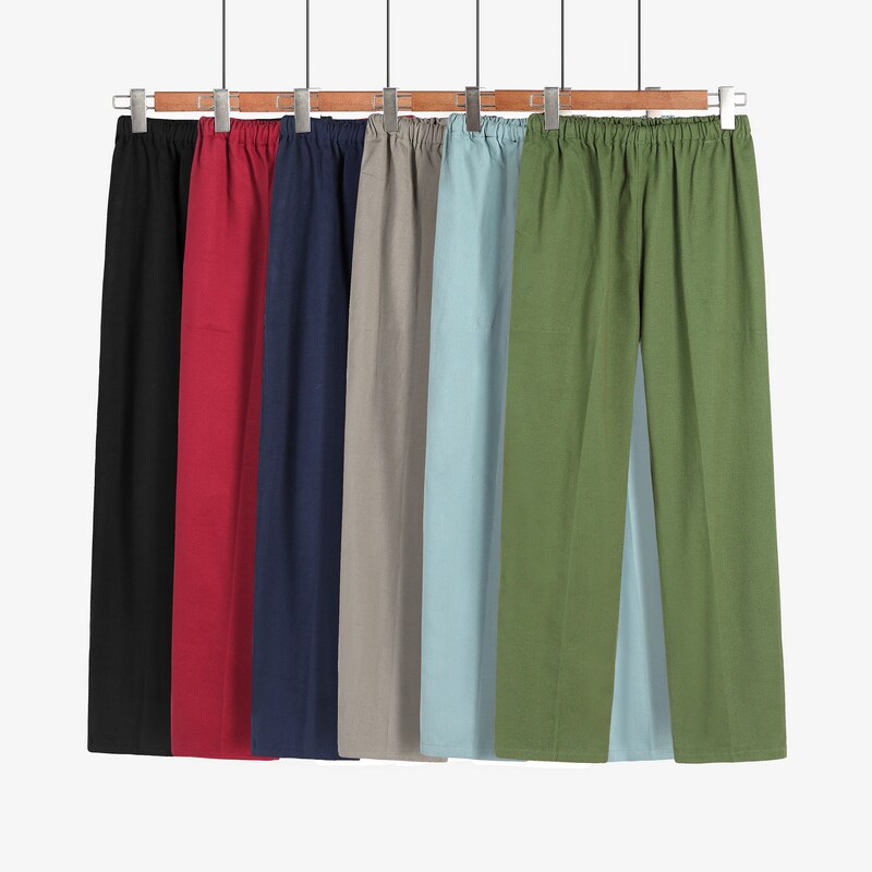 Spring new cotton pants men all cotton loose waist paste pants casual sweaters optional