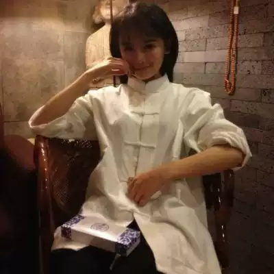 Chinese style lady disc buckle Tang suit base shirt Sen female Nansheng with pure cotton old coarse cloth stand neck shirt