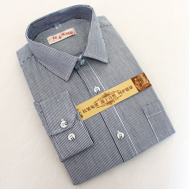 Ưu đãi đặc biệt cũ vải thô sọc dọc áo cotton nam áo sơ mi sọc dài tay công sở quần jean áo sơ mi