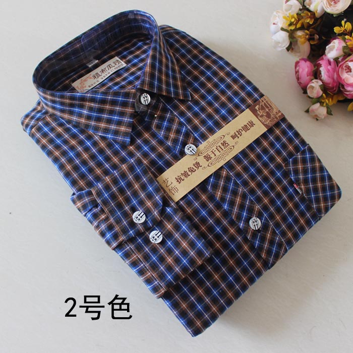 Mùa xuân và mùa đông và mùa đông cũ vải thô áo ấm mã hóa tay dài nam dày cộng với áo sơ mi nhung kiểu vải thô áo sơ mi nam ngắn tay hàng hiệu