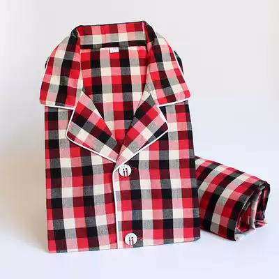 Spring and Autumn Women's Old Coarse Cotton Pajamas Set Cotton Men's Home Clothes Two Piece Couple