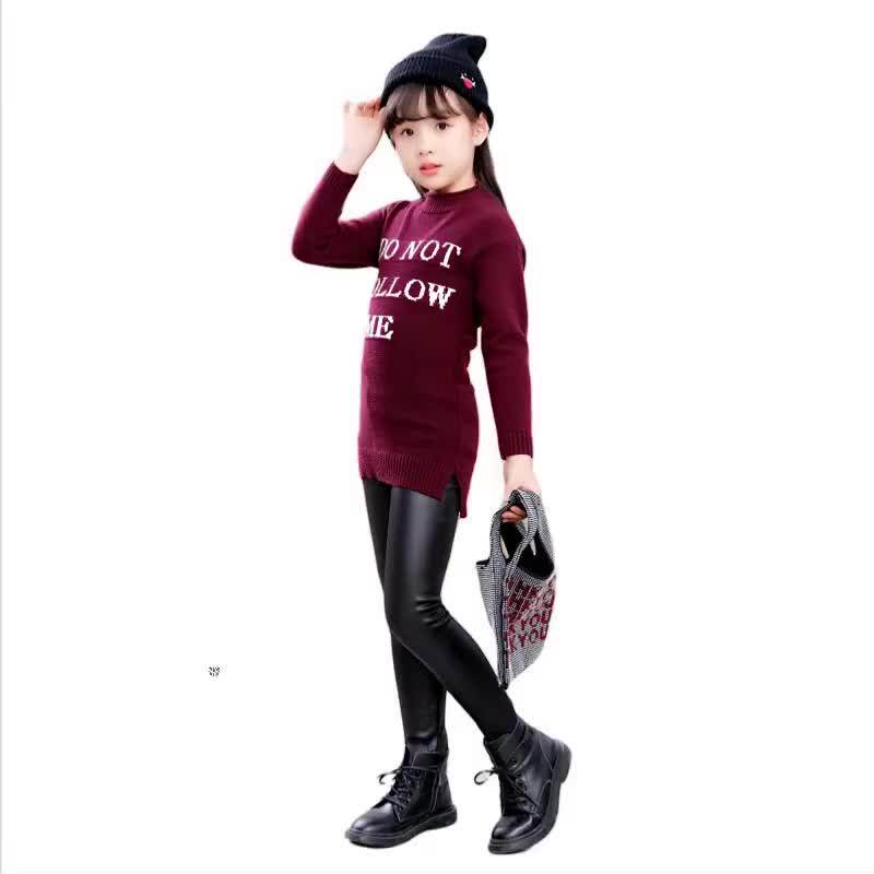 Winter Girls Leather Pants Thick Velvet 