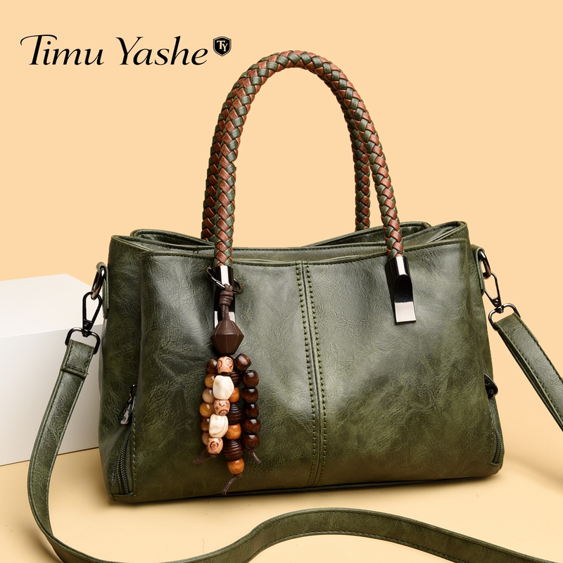 High-End Mother's Bag for Women 2026 Summer New Style Retro Oil Wax Soft Leather Woven Large-Capacity Work Tote Crossbody Bag High-End Mother's Bag for Women 2026 Summer New Style Retro Oil Wax Soft Leather Woven Large-Capacity Work Tote Crossbody Bag