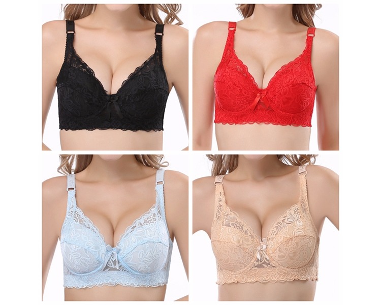 Áo lót nữ mỏng ren gợi cảm thu thập điều chỉnh chất béo mm kích thước lớn trong năm nay màu đỏ đồ lót bra bra ao lo khong gong