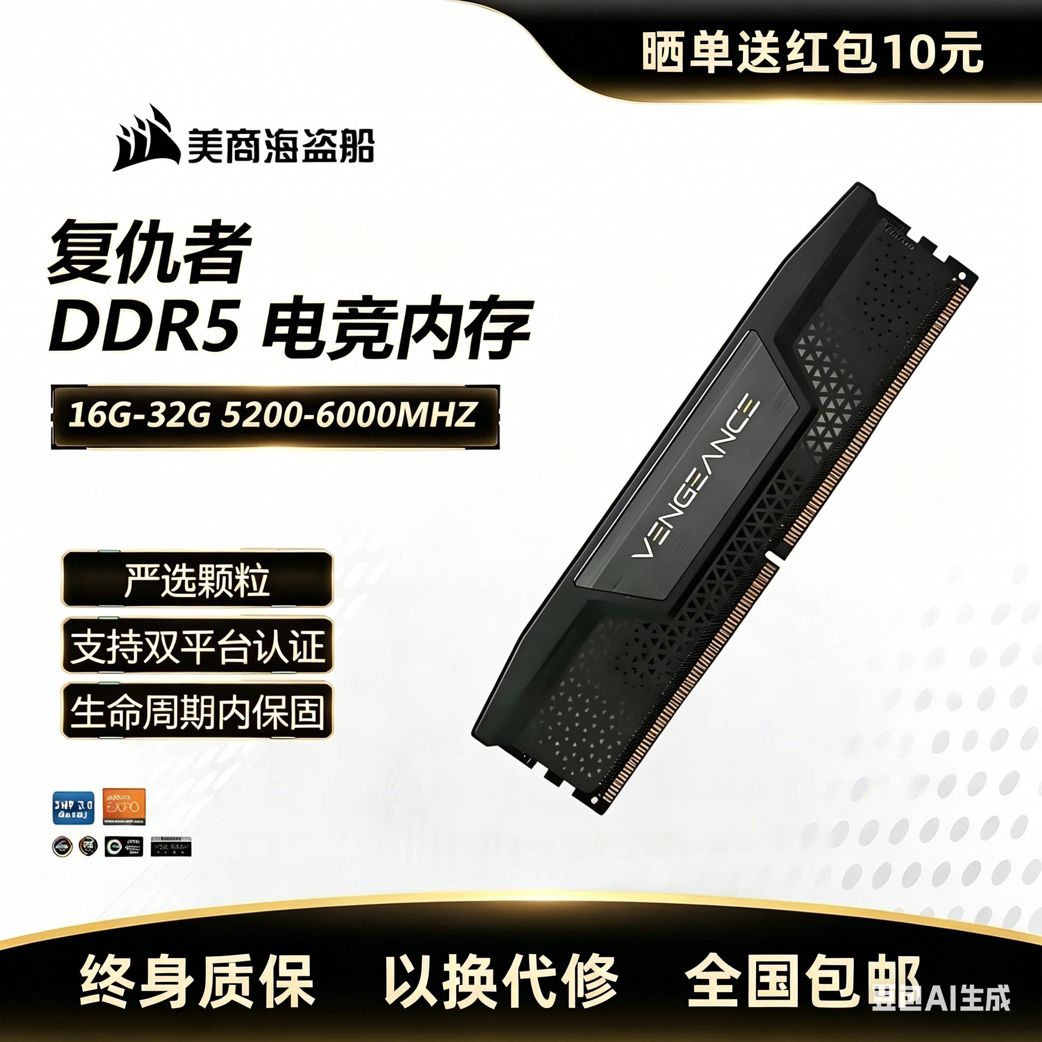 Оперативная память Corsair Avengers DDR5 32g6000 32g5600 16g6000 16g5200 для настольных компьютеров Изображение 1