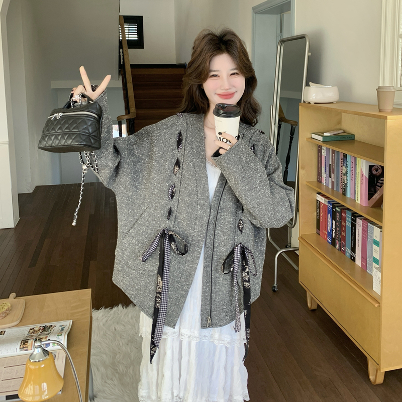 Korean Style Design with Ribbon, Fashionable Loose Jacket for Women, 2026 Spring and Autumn New Style, Lazy Style, Slimming Jacket Top