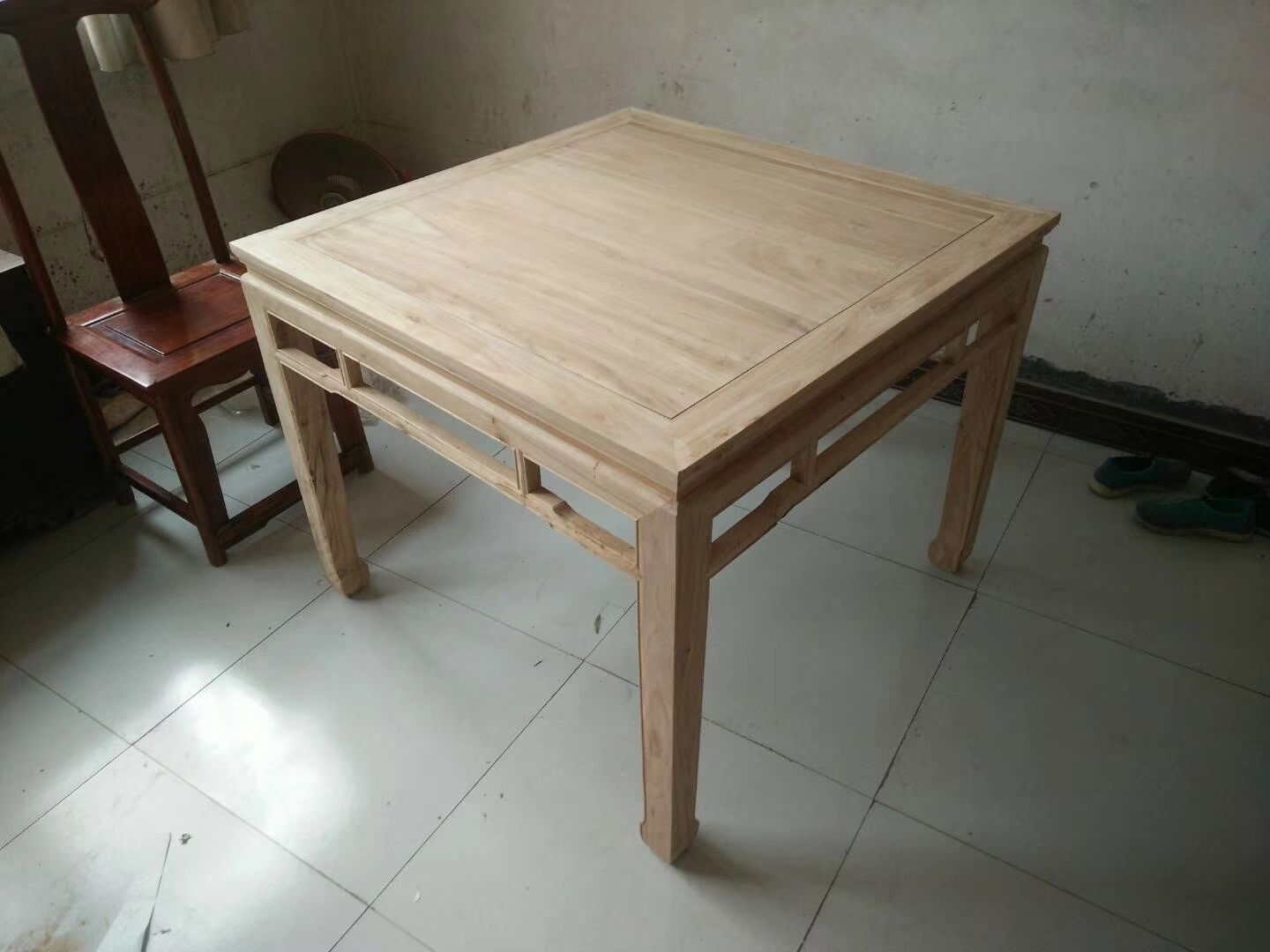 Cổ elm bàn gỗ rắn bàn ăn trắng ghế trắng trống gốc bàn gỗ gạo bàn vuông đồ nội thất - Bàn bàn học sinh bằng gỗ