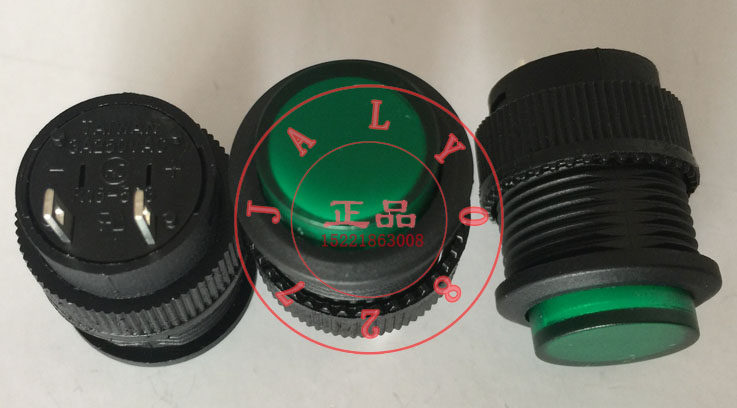 Original Taiwan imported reset switch button R16-503 green lanterless 3A250VAC 2 feet opening 16MM