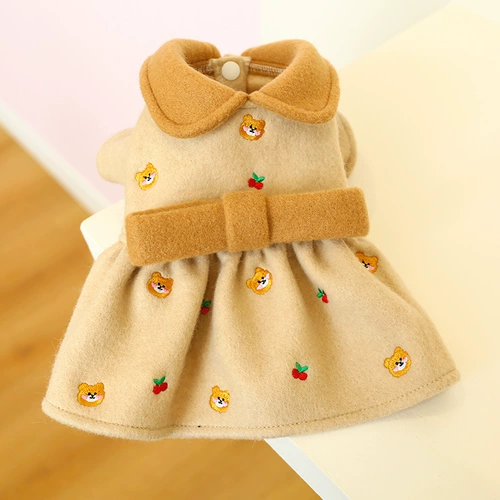 Осенний утепленный наряд маленькой принцессы с бантиком, юбка, с медвежатами