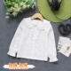 Bé gái mặc mùa thu đông mới cotton trẻ em cộng với áo nhung mùa xuân và cổ áo búp bê mùa thu lá sen trắng tay dài sơ mi dài tay bé trai 