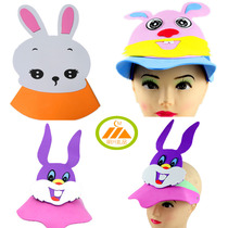 Little White Rabbit headdress hat childrens powder rabbit head cover animal mask kindergarten games performance props eva