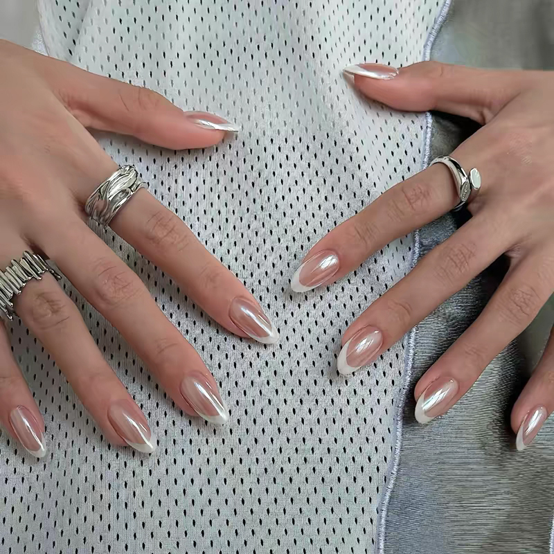 Purely Handmade Nude French Manicure, Short Style 2026 New Bridal Almond Nails That Enhance Fair Skin and Are Delicate Purely Handmade Nude French Manicure, Short Style 2026 New Bridal Almond Nails That Enhance Fair Skin and Are Delicate