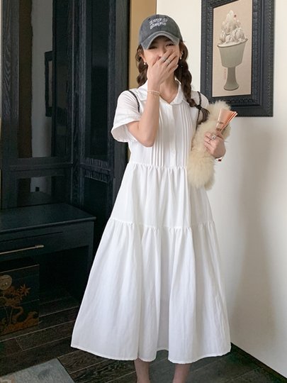 French White Shirt Dress for Women Summer 2025 New Niche Design Elegant Slimming Look Sweet Deconstructed Skirt
