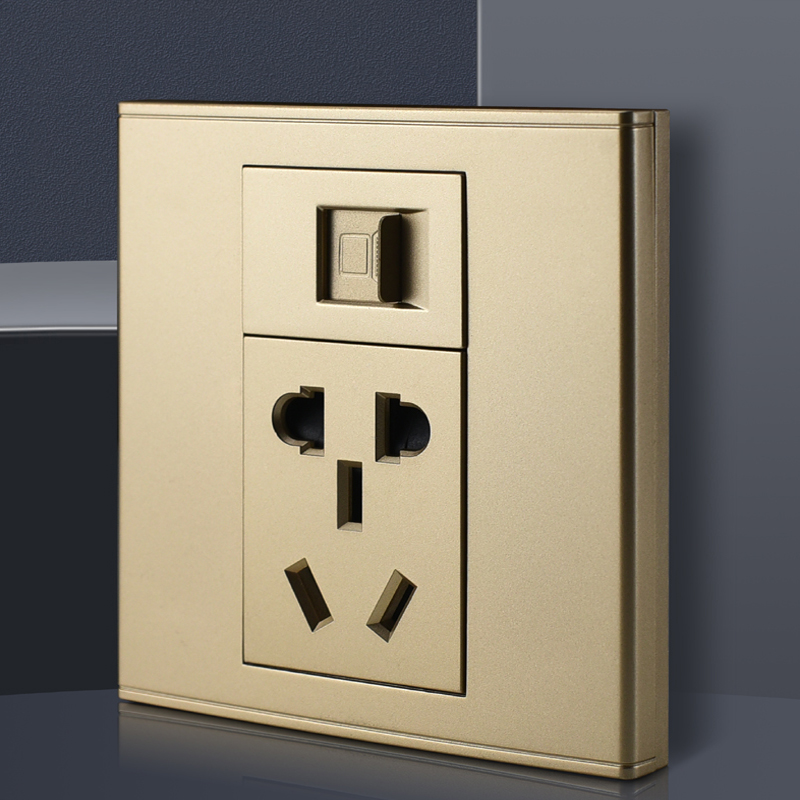 Golden Five Holes Internet 86 Type Integrated Panel Six Types Computer With Network Route Network Interface Plus Power Information Socket Concealed