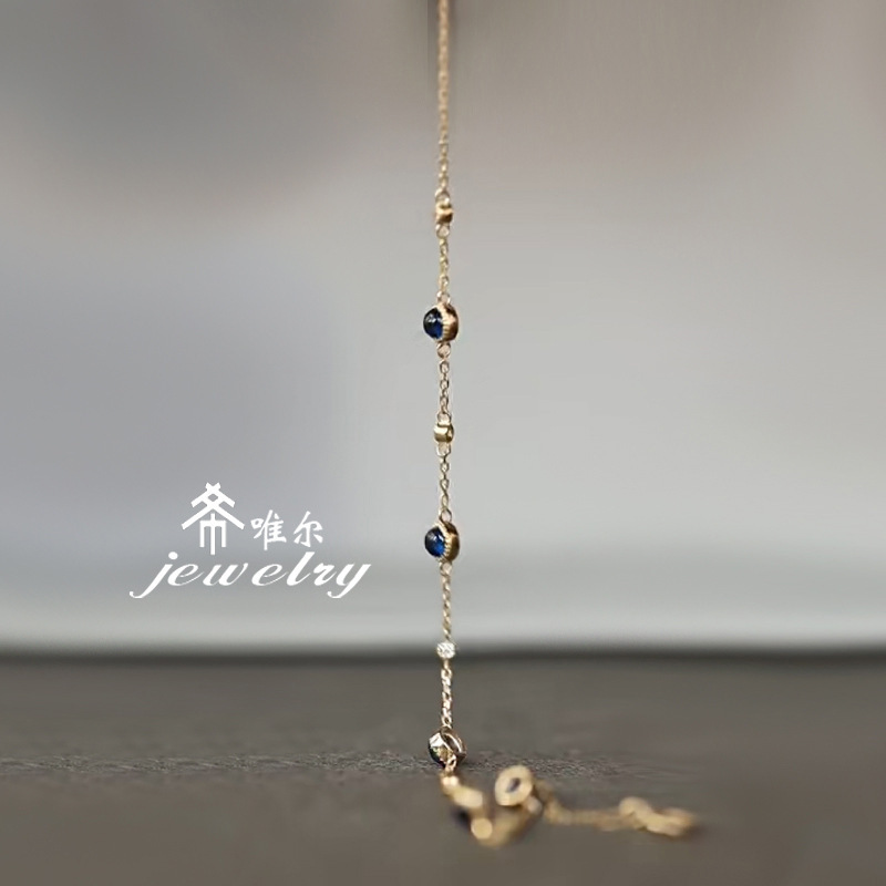 Klein Blue Japanese-Style Natural Royal Sapphire S925 Sterling Silver Bracelet for Women 18K Gold Blue Spinel Gemstone Jewelry Klein Blue Japanese-Style Natural Royal Sapphire S925 Sterling Silver Bracelet for Women 18K Gold Blue Spinel Gemstone Jewelry