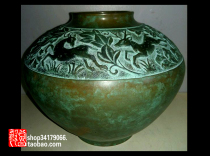  (Old objects decorative crafts)Japan Takaoka casting famous Kanxi bird and animal pattern large copper tank