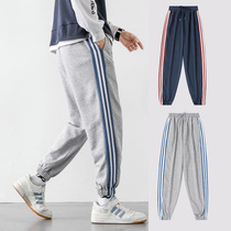 Japanese side striped pants mens autumn Korean version of the trend Joker casual trousers large size students loose toe pants