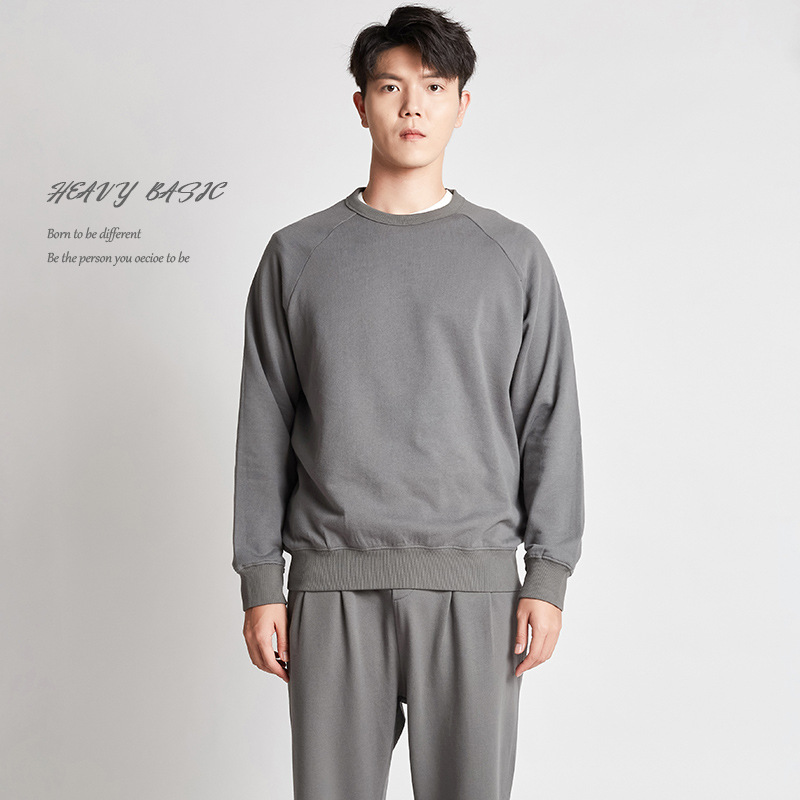 Fall 360G Heavy Pound Pure Cotton Inner Lap Clothing Casual Knit Pure Color Loose Drop Shoulder Horn Sleeve Sweatshirt Male And Female Suit