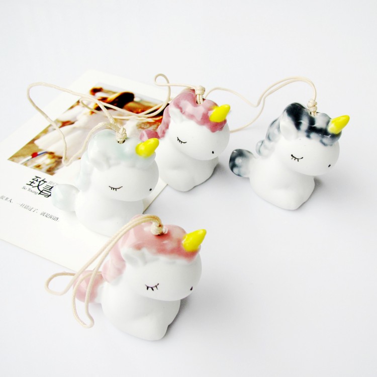 New cute cartoon ceramic wind chimes hanging bag pendant female student day gift