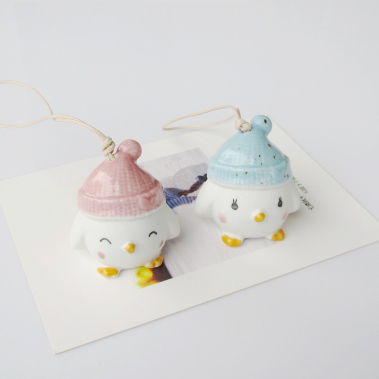 Cute cartoon chicken bag pendant key chain student day gift Jingdezhen ceramic jewelry