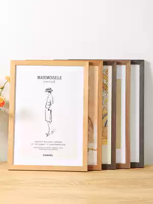 Plain wood color photo frame hanging wall picture frame mounted a3A4 paper oil picture frame 4K eight open display 12 inch 16 wooden frame