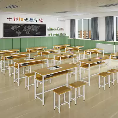 Pleasant Forest primary and secondary school students remedial class desks and chairs factory direct training school learning table and chair combination long table