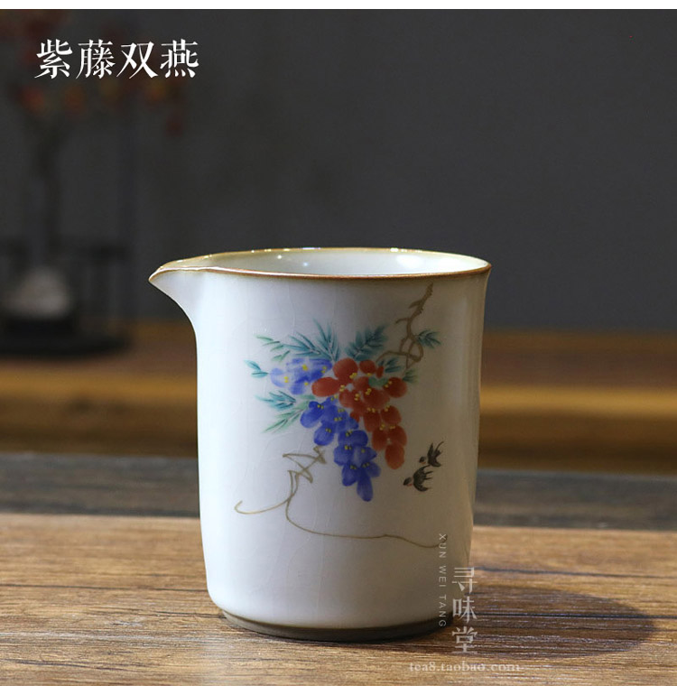 品質のいい Ru Kiln Fair Cup Retro Tea Sea Flower Bird Cat Tea Cup フラダンス