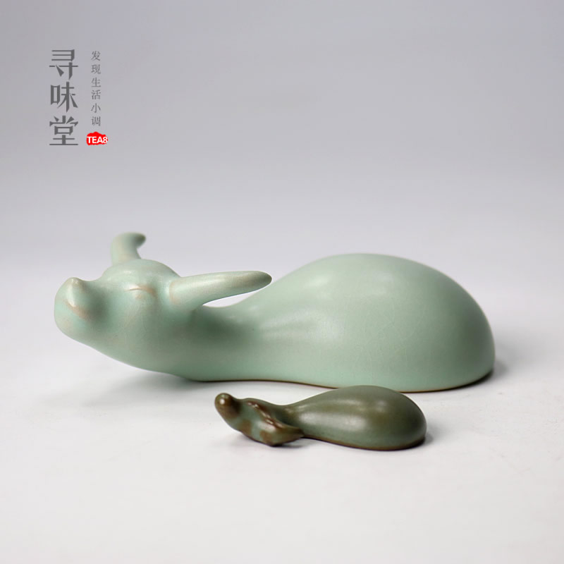 Can be opened in ruchi, buffalo tea pet pottery frog snail tea plate tea play town paper decoration small fixtures