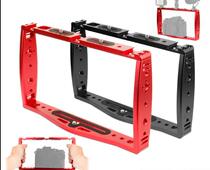 New metal dual handheld photography rabbit cage bracket live broadcast SLR mobile phone holder microphone cold boots expansion frame