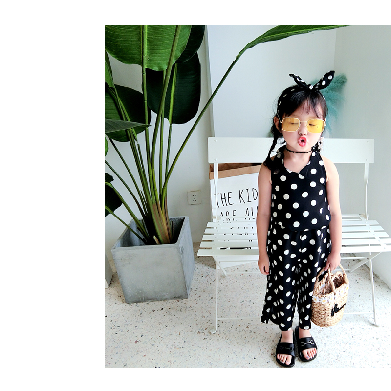 7bao không hoàn lại cho trẻ em phù hợp với bé gái voan sóng điểm ống hàng đầu dây đeo chân rộng quần mẫu giáo quần áo trẻ em nam