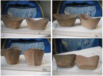 Red pottery flowerpot boutique Republic of China Yuanbao shape incense burner gold ten thousand two money pattern old pottery shop ornaments