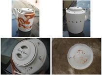 Bag old ancient play porcelain big number intact Republic of China Red Lion Dog teapot Pajia Weiguo Permanent and peaceful porcelain pendulum piece