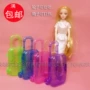 Hành lý kéo hành lý màu sắc trong suốt Barbie Barbie 30CM búp bê cô gái đồ chơi chơi phụ kiện nhà đồ chơi nấu ăn mini