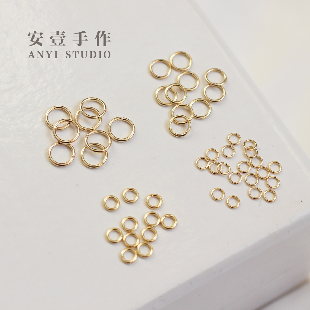 Pure Copper Plated 14k Real Gold Opening Circle Diy Handmade Ornament Connecting Accessories Earrings Material Single Ring A 10