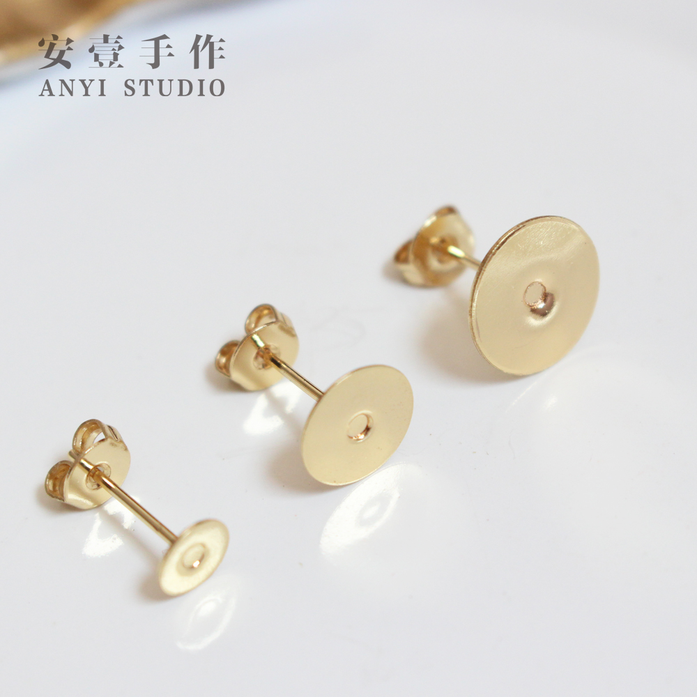 Flat Head Ear Needle Diy Earl Accessories Copper Gilded High Quality 5) 8) 10mm Ear Needle Empty Trust