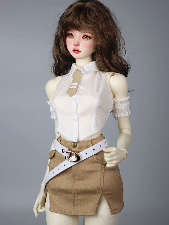 bjd3分4分开衩短裙，无袖衬衣，连体衣