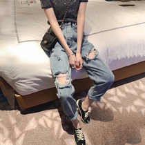 Big-yard cave jeans woman's new spring outfit in 2021 is loose and thin fat sister straight crotch thick pants