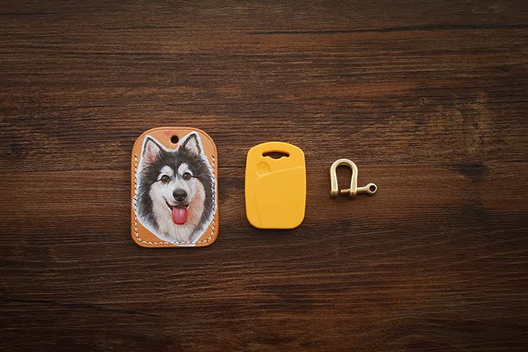 Nobita handmade leather access control card set Access to the community access control card Pet custom hand-painted leather carving small card set