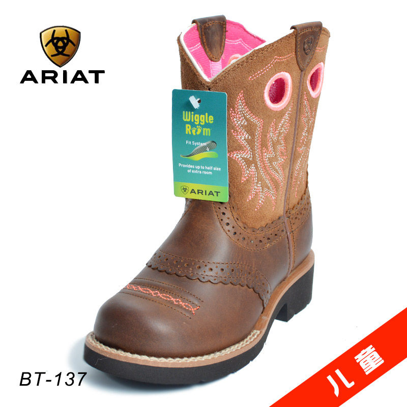 American Imports ARIAT Children Cowboy Boots Comfort Soft Bull Leather Western Cowboy Boots Wild Ride cool western giant-Taobao