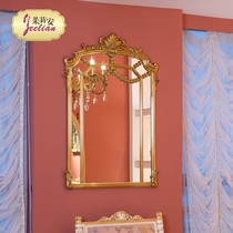 Julian French luxury pure copper heavy-duty lace gold decorative mirror villa foyer bedroom retro hanging mirror