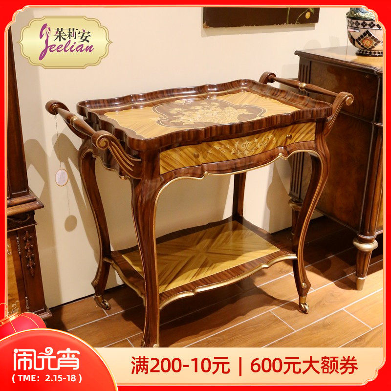 Juliane's rustic style copper foot dining car wood grain depiction gold bucket double-decker dining car countertop wood-veneer dining car